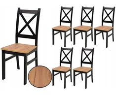 6 medinės valgomojo kėdės juodos spalvos + craft