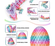 6 miniatiūrinių 3d spausdintų drakono kiaušinių rinkinys su drakonu - 5 colių krištolinio drakono žaislinis kiaušinis mažo dydžio, paslaptingas drakono kiaušinio žaislas, staigmena velykiniai drakono kiaušiniai namų dekorui (a)