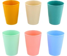 6 plastikinių puodelių rinkinys, daugkartinio naudojimo gėrimų puodeliai, 400 ml puodelių rinkinys vaikams ir suaugusiems, nedūžtantys, vandeniui, pienui, arbatos puodeliai, puodeliai (6 spalvos)