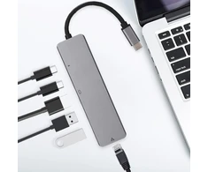 6 viename usb-c šakotuvas į 4k 30hz usb-c daugiafunkcinę doką 4k hd multimedijos sąsaja su 100 gb ethernet pd įkrovimo prievadais 2 usb 3.0 usb-c šakotuvai