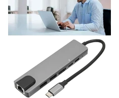 6 viename usb-c šakotuvas į 4k 30hz usb-c daugiafunkcinę doką 4k hd multimedijos sąsaja su 100 gb ethernet pd įkrovimo prievadais 2 usb 3.0 usb-c šakotuvai