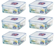 6 x Lock &amp; Lock 870ml kvadratinis maisto konteineris Hpl823