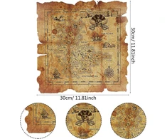 64 vienetų piratų tematikos žaislų rinkinys, įskaitant 60 vienetų piratų auksinių monetų imitacijų, 2 lobio žemėlapius ir 2 piratų kompasus lobio paieškos žaidimų rinkiniui, gimtadieniui