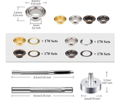 680 rinkinių įvorių įrankių rinkinys, 5 mm 4 spalvų žalvarinių įvorių rinkinys, įvorių rinkinys, metalinės įvorės su tvirtinimo įrankiu drobėms, brezentams, odai, palapinėms, tentams, „pasidaryk pats“ amatų audiniams