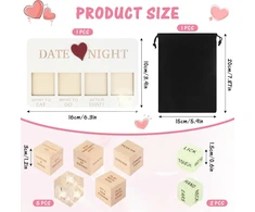 7 dalių rinkinys „date Night“ poroms, mediniai idėjų kubeliai, natūralūs romantiški kauliukai su lenta ir maišeliu Valentino dienai, jubiliejams, Kalėdoms