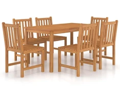 Lauko baldų komplektas 7 dalių sodo valgomojo baldų komplektas, 140x80 cm, tikmedžio masyvas