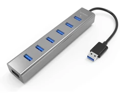 7 prievadų Usb 3.0 aliuminio šakotuvas, pilkos spalvos