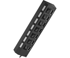 7 prievadų usb šakotuvas, 450 mbps spartus perdavimas, nepriklausomi jungikliai kompiuteriui, nešiojamam kompiuteriui, klaviatūrai, be konfliktų, plug &amp; play duomenų sinchronizavimo šakotuvas skirstytuvas su kelių lygių, numatytasis