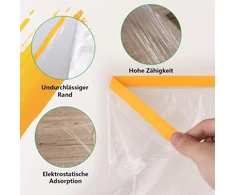 8 ritinėliai maskavimo plėvelės su lipnia juosta, 110 cm x 20 m, skaidri maskavimo plėvelė su auksine juosta, uv atspari maskavimo juosta apsaugai nuo dulkių, lipni dažytojo plėvelė vidaus ir lauko darbams