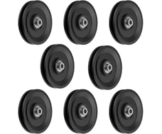 8 vienetų 115 mm skriemulių rinkinys, universalus guolinis skriemulys, fitneso priedai, nailoninis skriemulys, blokinis skriemulys, trosinis skriemulys sporto salei, kabelių treniruokliui, garažo vartams