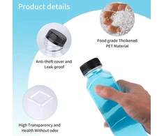 8 vnt. 400 ml talpos buteliukų rinkinys užpildymui, tušti plastikiniai buteliai užpildymui, daugkartinio naudojimo plastikiniai kokteilių sulčių buteliai skaidrūs, skirti šaldytuvui, sulčiaspaudės kokteiliams, vandeniui, pienui