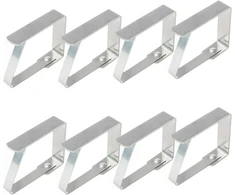 8 vnt. nerūdijančio plieno staltiesės spaustukai - reguliuojami metaliniai spaustukai - puikiai tinka stalo furšetams, valgomojo lėkštėms, vakarėliams, kepsninėms, namams ir lauko sodui