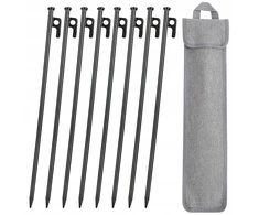 8 vnt. palapinės kuoliukai, tvirtinimo kaiščiai, įkalami į žemę, metaliniai, 30 cm