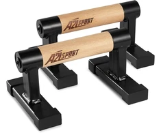 A2z Sport® Parallettes mediniai – aukščiausios kokybės atsispaudimų rankenos iki 500 kg – neslystančios stovėjimo ant rankų rankenos / lygiagretės – atsispaudimų strypai vidaus ir lauko treniruotėms, jėgos treniruotėms ir jogai