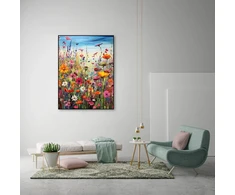 Aapxi piešimas pagal skaičius suaugusiems Gėlių pieva - piešimas pagal skaičius pradedantiesiems ir vaikams, drobės meno sienų dekoracija gamtos motyvais 40 x 30 cm (be rėmo)