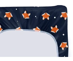 Abakuhaus Fuchs mažas keičiamas paklotėlis, oranžinis miško žinduolis, minkštas keitimo stalo paklotėlis su tvirtinimo skylėmis, oranžinė mėlyna