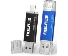 Ablaze usb c atmintinė 128 gb, 2 vnt. pakuotė, dviguba usb type c + usb a 3.0 atmintinė, otg atmintinė, skirta android type-c mobiliesiems telefonams, nešiojamiesiems kompiuteriams, planšetiniams kompiuteriams, mac, pc