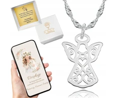 Abrasar Sidabrinė grandinėlė angelas rinkinys grandinėlė su angelu komunijai
