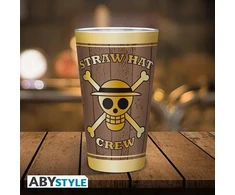 Abystyle One Piece didelis stiklinis puodelis su kaukolėmis 400ml / Kaukolės / Šiaudinių skrybėlių įgula