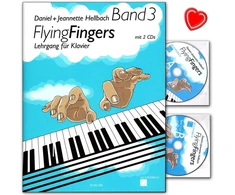 Acanthus Music Flying Fingers Band 3 - Piano School Intermediate, Daniel Hellbach, su 2 Cd ir spalvingu širdelės formos natų segtuku