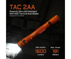 Acebeam Tac 2aa edc taktinis žibintuvėlis su dviem režimais, įkraunamas 1600 liumenų led žibintuvėlis, itin ryškus su dvigubu jungikliu, super ryškus mažas žibintuvėlis avarinei situacijai, stovyklavimui, namams