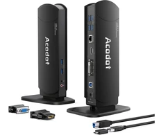 Acodot 13-in-1 2 monitorių dokas su hdmi, vga, dvi, 6x usb 3.0, gigabit ethernet, audio išvestis/įvestis usb 3.0 doko stotis