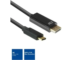Act usb c į displayport kabelis 2 m, 4k @ 60hz, usb c displayport kabelis, jungtis išorinė-išorinė paauksuota, skirta nešiojamam kompiuteriui, planšetiniam kompiuteriui, išmaniajam telefonui - ac7325