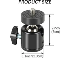 Acuxiaza 4 vnt. mini rutulinė galvutė, 1/4" pasukamas mini rutulinės galvutės varžtas, trikojo laikiklis, 360 laipsnių pasukamas, trikojo rutulinės galvutės kameros laikiklis, adapteris trail kamerai, medžioklės kamerai