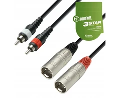 Adam Hall K3tmc 3m kabelis: 2x Xlr - 2x Rca stereo