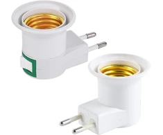 Adapteris - E27 lizdo adapteris, lizdo lemputė, lempos laikiklis, konvertavimas į lizdą ir E27 lizdą, lempos pagrindo maitinimo laido Es kištukinis adapteris (su jungikliu, 2 vnt.)