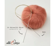 Addi Apskritas žalvarinis mezgimo virbalas, 80 cm ilgio, 2,5 mm storio, įvairių dydžių