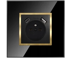 Adelid Quadra Juodas/auksinis Schuko Lizdas su Stikliniu Rėmeliu ir Usb C