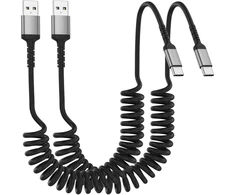 Adilift usb c spiralinis laidas, [2 vnt. 0,3 m - 1 m] usb a į usb c trumpas laidas, įkrovimo laidas usb c greito įkrovimo laidas, skirtas iphone 16/15/plus/promax, galaxy s24 ultra s23 fe s22 s21, google pixel