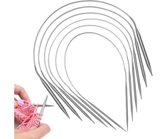 Aeeque rinkinys apskritų mezgimo virbalų 40 cm, 2,5 mm - 9,0 mm, 6 vnt nerūdijančio plieno mezgimo virbalų rinkinys, lengvi apvalūs mezgimo virbalai kepurėms, rankovėms, kojinėms, apskriti mezgimo virbalai