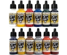 Aerografiniai dažai 12 x 17 ml Vallejo Model Air base Airbrushfarben rinkinys, ryškios spalvos
