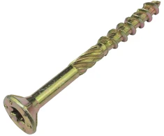 Aerzetix - C46640 - 100 vnt. rinkinys - medvaržčiai, skersmuo 6 x 70 mm, įleidžiama galvutė su žvaigždutės įspaudu T30 - pagaminti iš geltono galvanizuoto plieno - tvirtinimo sriegis, tvirtinimo elementas, stogo konstrukcija, fanera