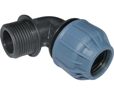 Aerzetix - C51166 – 2 vnt. rinkinys – kampinė jungtis, išorinis sriegis, suspaudimas 10 bar 90° 1 colis x 25 mm – jungtis/jungtis, suspaudimo jungtis, polipropilenas