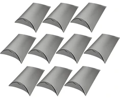 Aerzetix - C54007 - 10 dovanų dėžučių rinkinys pagalvės formos / papuošalams / gimtadieniui / kosmetikai / saldainiams vestuvėms 90 x 71 x 24 mm - pagamintos iš popieriaus / kartono - sidabro spalvos