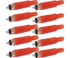 Aerzetix C68989 - 10 tiesių Rca jungčių/jungčių su kabelio apsauga rinkinys - litavimas - raudona spalva - koaksialiniai muzikos Rca signalai