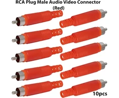 Aerzetix C68989 - 10 tiesių Rca jungčių/jungčių su kabelio apsauga rinkinys - litavimas - raudona spalva - koaksialiniai muzikos Rca signalai