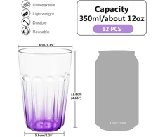 Affek Design 12 vnt. 350 ml daugkartinių puodelių, atsparių dūžiams, violetinės spalvos