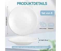 Affek Design 8 vnt. baltos keraminės desertinės lėkštės, 15,2 cm