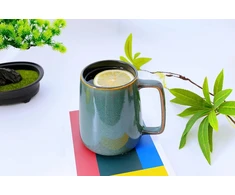 Affek Design Didelis 700ml keraminis kavos puodelis, arbatai, kakavai, žalias