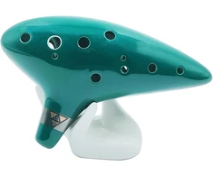 Afunta keraminė ocarina, 12 skylių, alt C muzikos instrumentas su dirželiu, dovanų dėžute, rankos formos stovu, juodu apsauginiu dėklu