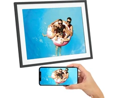 Objektyvas Agfa Photo - 17 colių didelės raiškos skaitmeninis nuotraukų rėmelis su jutikliniu ekranu, Wifi, 32 Gb atmintimi, momentiniu nuotraukų ir vaizdo įrašų bendrinimu - Realiview modelis - juodas