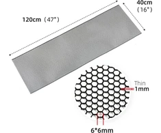 Aggauto universalios 120 x 40 cm juodos lenktyninės grotelės, aliuminio lydinio išplėtimo grotelės, lenktyninės grotelės, buferis, korio skylė 6 x 1 mm
