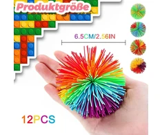 Ahejioo rinkinys iš 12 pūkuotų kamuoliukų, 6,5 cm, spalvingi šokliukai, guminis kamuolys, skirtas vakarėlių maišeliams, vaikų gimtadienio vakarėliams 10, 9, 8, 7, 6, 5, 4 metai / šeimos žaidimai / vakarėlis / suvenyrai / draugų žaidimai / lauke