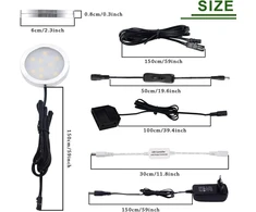 Aiboo led spintelių šviestuvai, pilnas 8 vnt. komplektas, po spintele montuojamas apšvietimas su nuotoliniu valdymu, virtuvės lempos, vitrinų apšvietimas, šilta balta, 2700 k, led šviestuvų rinkinys su visais priedais