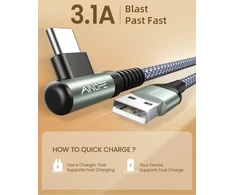 Ainope Usb-c 90° kampu, 2 vnt., 0.5m, greitas įkrovimas