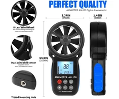 Aiomest ai-100 skaitmeninis anemometras, vėjo matuoklis, rankinis, vėjo matuoklis, cfm vėjo greičio matuoklis vėjo greičiui, temperatūrai, vėjo šalčio testeris, hvac